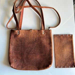🔥Handmade Leather Tote and pouch Brown
